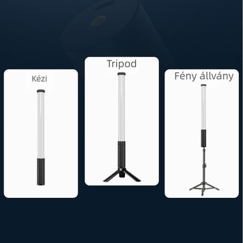 RGB töltőfény LED rúd, dimmerrel, kézben tartható, beltéri fotózáshoz, modell P300, színhőmérséklet 2500K–9900K, kevesebb mint 10W