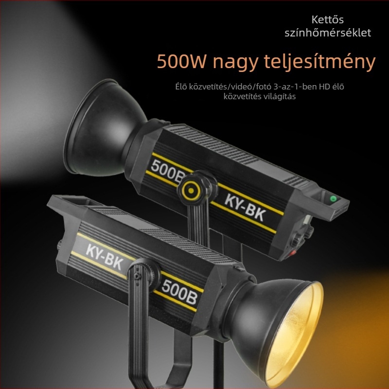 500W-os fém COB LED töltőfény élő közvetítéshez és fotózáshoz, sminkfotózáshoz, állítható színhőmérséklet 2500K-9900K