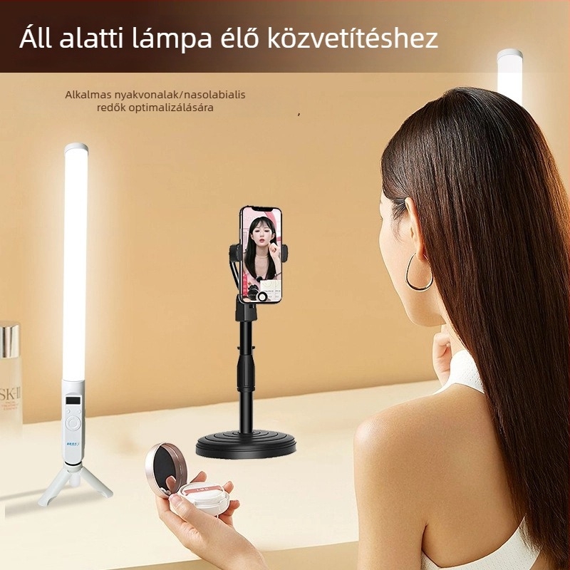 Kézben tartható LED töltőfény élő közvetítéshez — az áll és a nyak megvilágítása, kültéri fotózáshoz