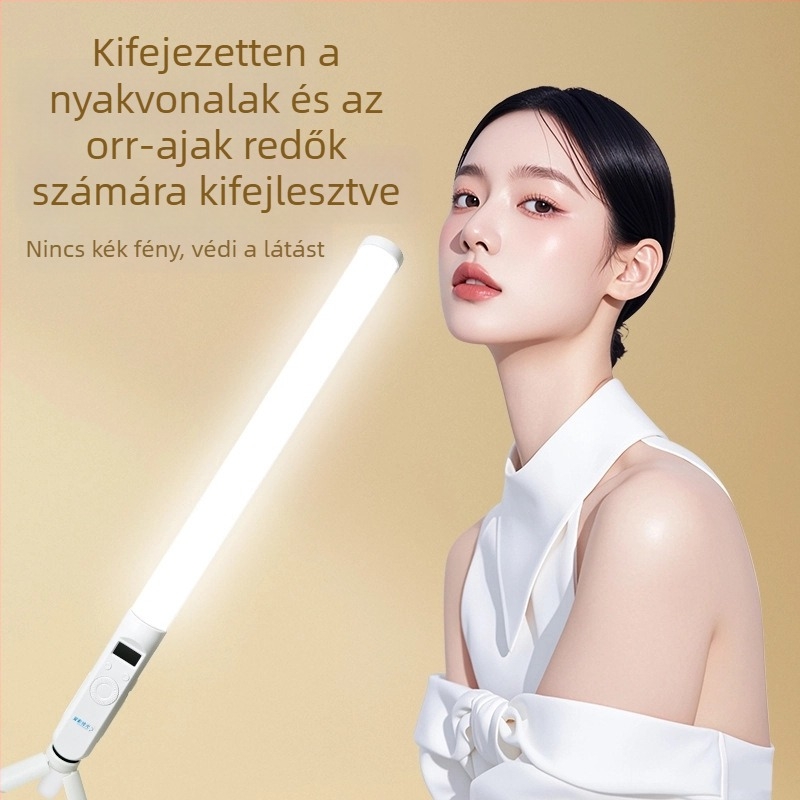 Kézben tartható LED töltőfény élő közvetítéshez — az áll és a nyak megvilágítása, kültéri fotózáshoz