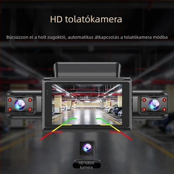 4K 360° autós dash kamera éjjellátással, Wi‑Fi és okostelefon-kapcsolattal, előre, hátra, balra és jobbra, többlencsés