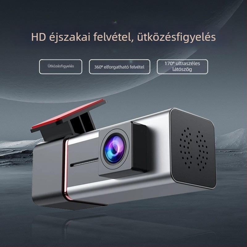 CarPlay-es autós dash kamera, elülső és hátsó kettős felvétel, 2160p, 170° látószög, 128GB tárhely, Wi-Fi, 24 órás parkoló megfigyelés