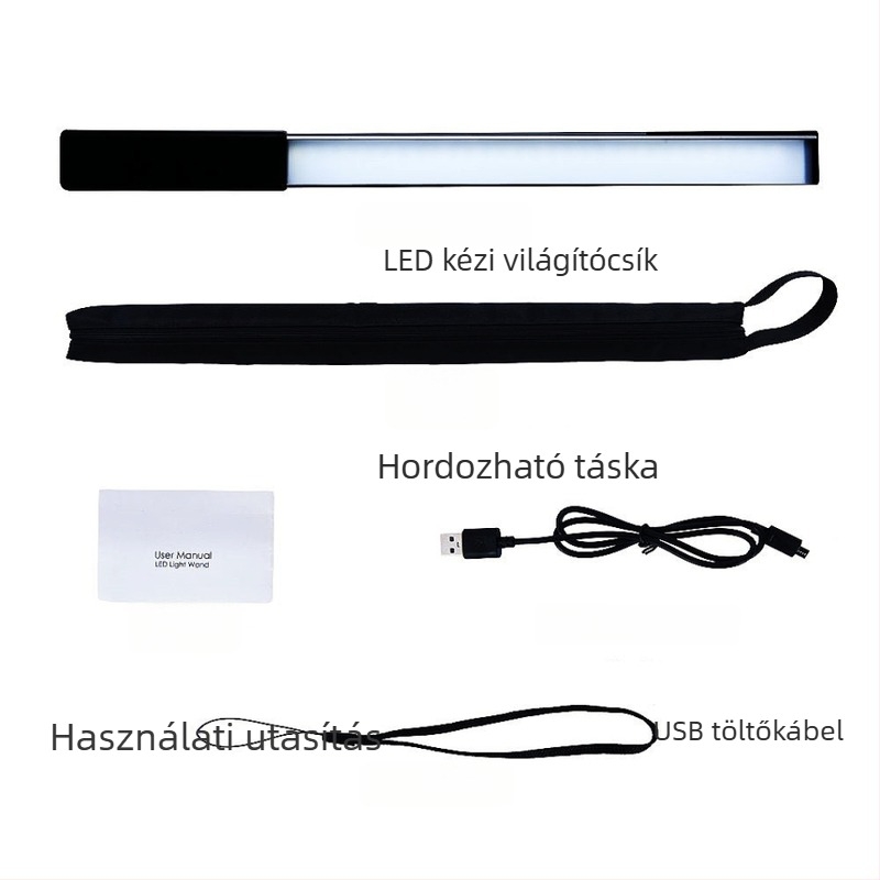 LED kézi töltőfény, lépésmentes fényerő-szabályozás, háromszínű fény, beépített akkumulátor (2600mAh x2), USB 5V tápegység, modell Zc-dysy-12