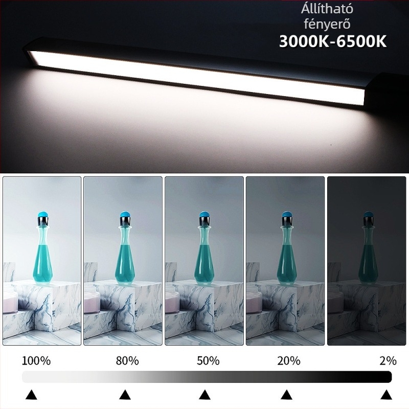 LED kézi töltőfény, lépésmentes fényerő-szabályozás, háromszínű fény, beépített akkumulátor (2600mAh x2), USB 5V tápegység, modell Zc-dysy-12