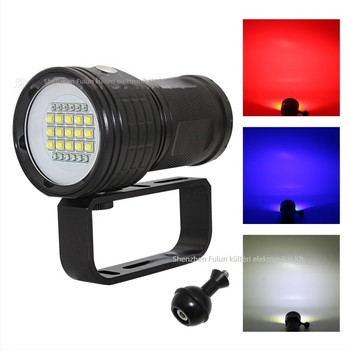 Búvárkodáshoz alkalmas LED világítás fotózáshoz, 15 LED, 150W, 360° forgatható, újratölthető 2000mAh, hatótáv 100–200 m
