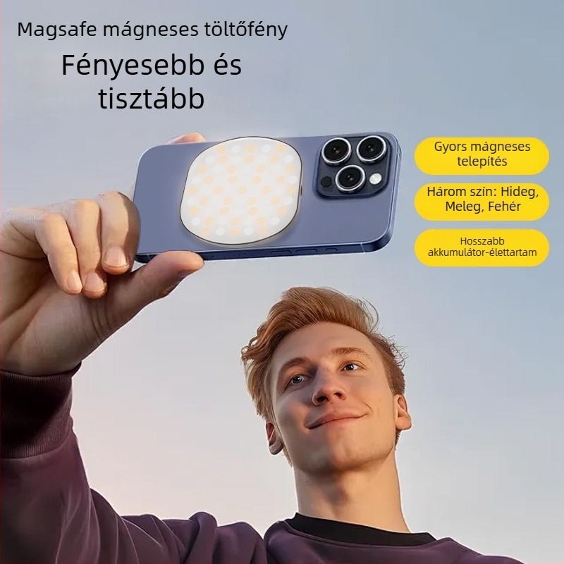 Mágneses LED kitöltő fény videókonferenciákhoz, RGB élő közvetítéshez, telefonhoz és kamerához, zseblámpa