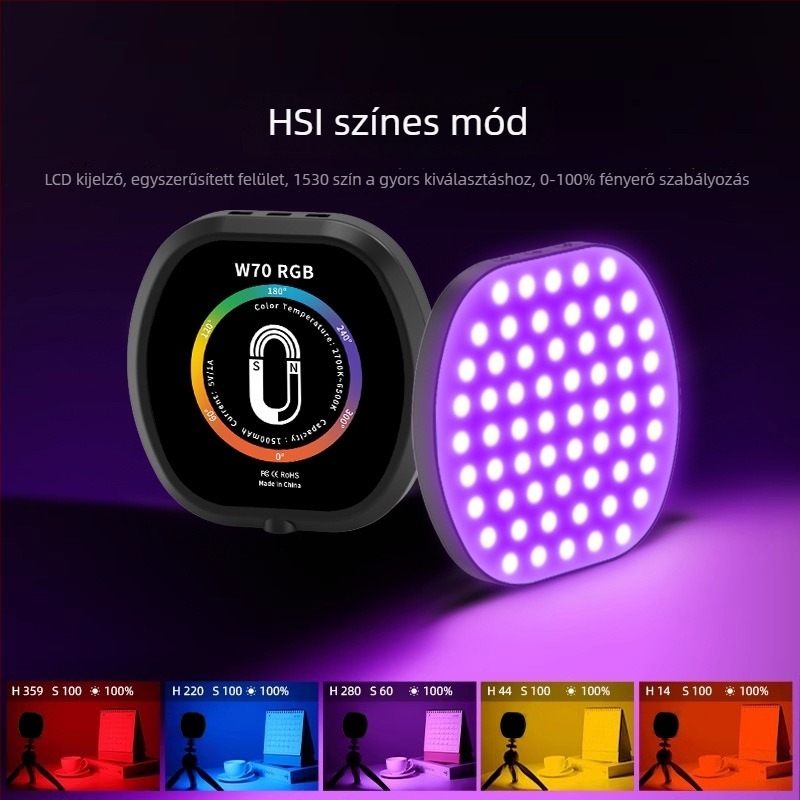 Mágneses LED kitöltő fény videókonferenciákhoz, RGB élő közvetítéshez, telefonhoz és kamerához, zseblámpa