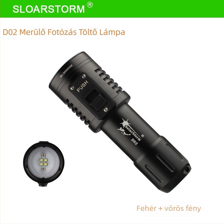 D02 Merülő fotózáshoz LED kitöltő fény – Solarstorm, 40W, 4000mAh, újratölthető, alumínium ötvözet, víz alatti munkalámpa, hatótáv 100–200 m