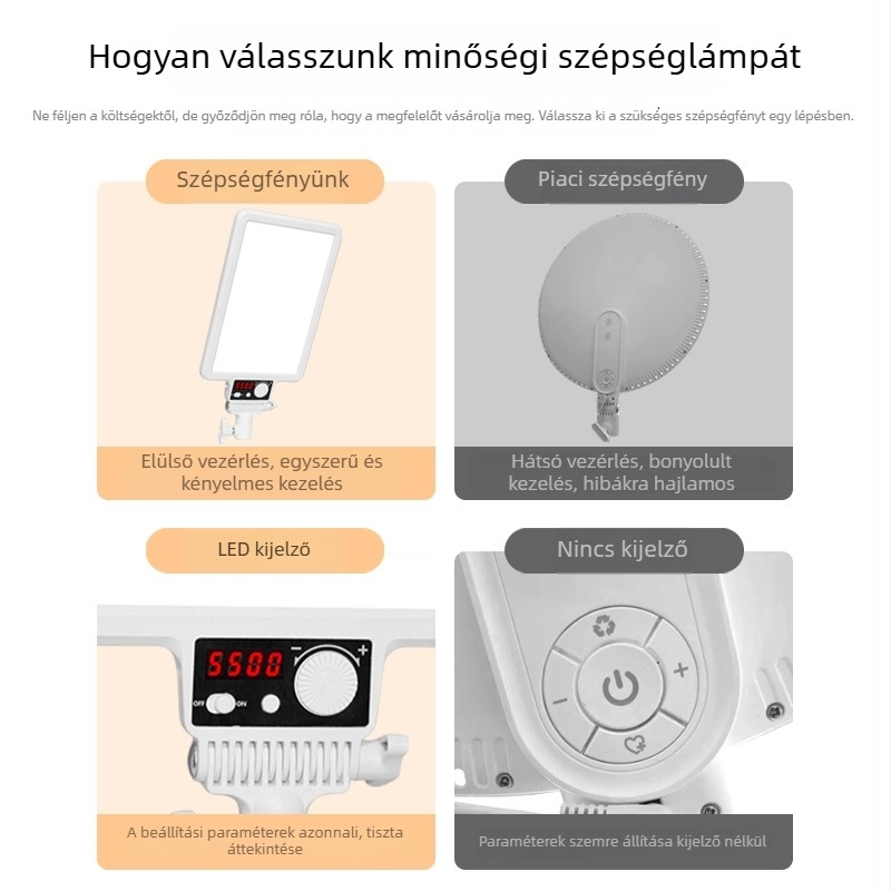 YG-10 LED kiegészítő fény tabletához élő közvetítésre – videózásra és sminkelésre, asztali használat, színárnyalat 2800–7000K, 10–50W