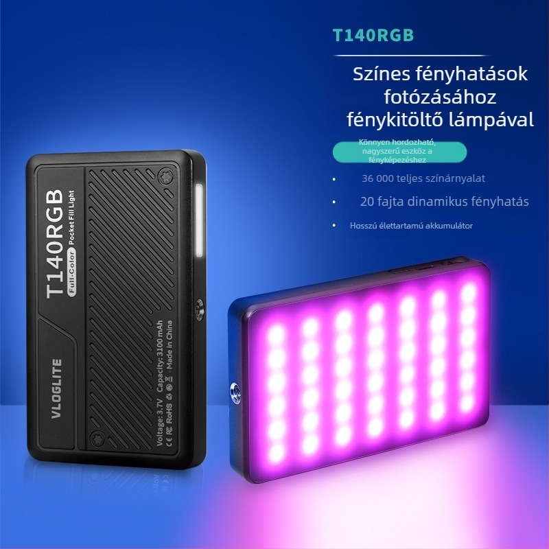 Négyszögletes RGB zseblámpa okostelefonhoz – 6W LED töltőfény, beépített 3,7V akkumulátor, vlog/szelfi/videó világítás