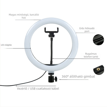 SH-d1 – Kör alakú USB LED világítás fotózáshoz és élő közvetítésekhez, három színhőmérséklet, 220V, 10W alatt