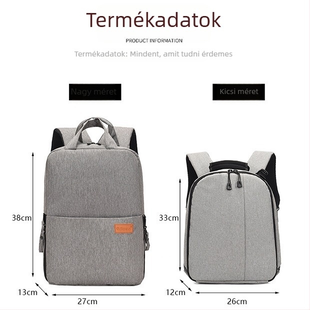 SLR kamera hátizsák, nylonból, Jieshi Shield; lélegző, vízálló, kopásálló, lopás elleni, terheléscsökkentő dizájn, nylon bélés, SLR kamerához