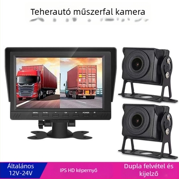 Kamionos dash cam elő- és hátsó felvétellel, 1080p, 170° látószög, TF-kártya, 12-36V tápegység