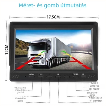 Kamionos dash cam elő- és hátsó felvétellel, 1080p, 170° látószög, TF-kártya, 12-36V tápegység