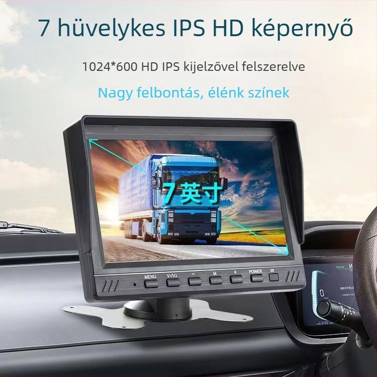 Kamionos dash cam elő- és hátsó felvétellel, 1080p, 170° látószög, TF-kártya, 12-36V tápegység