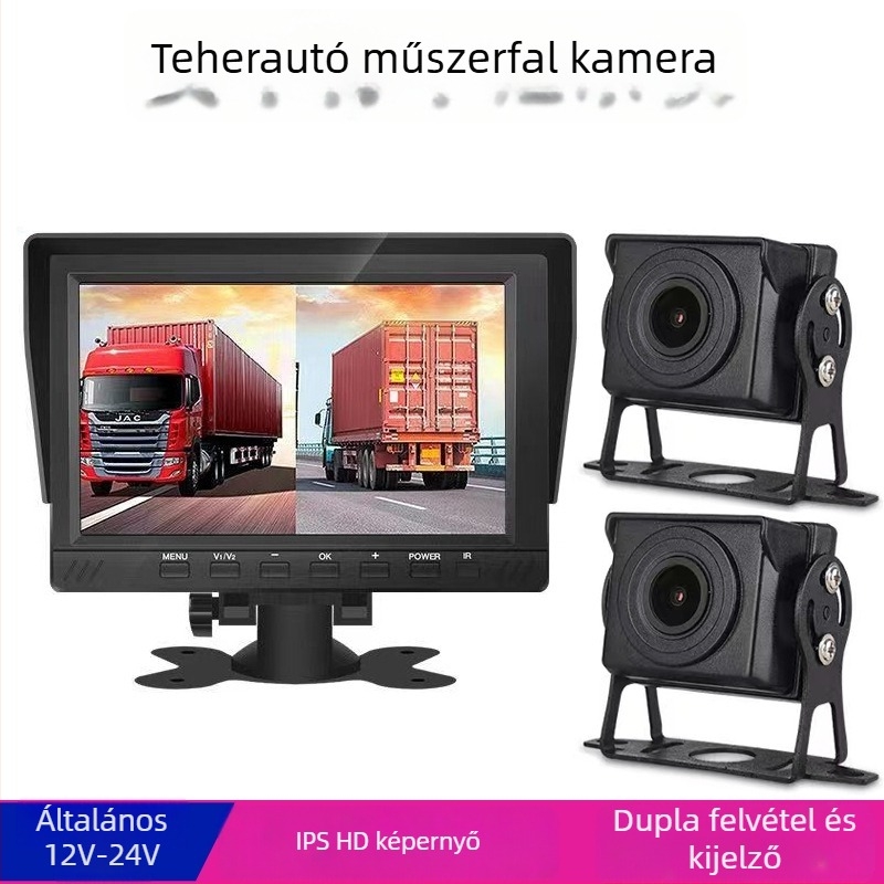 Kamionos dash cam elő- és hátsó felvétellel, 1080p, 170° látószög, TF-kártya, 12-36V tápegység