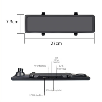 12 hüvelykes 4K dash cam hangvezérléssel, streaming médiával, éjszakai látással, 2.5D fényes kijelzővel, dupla felvétellel és hátrameneti képpel.