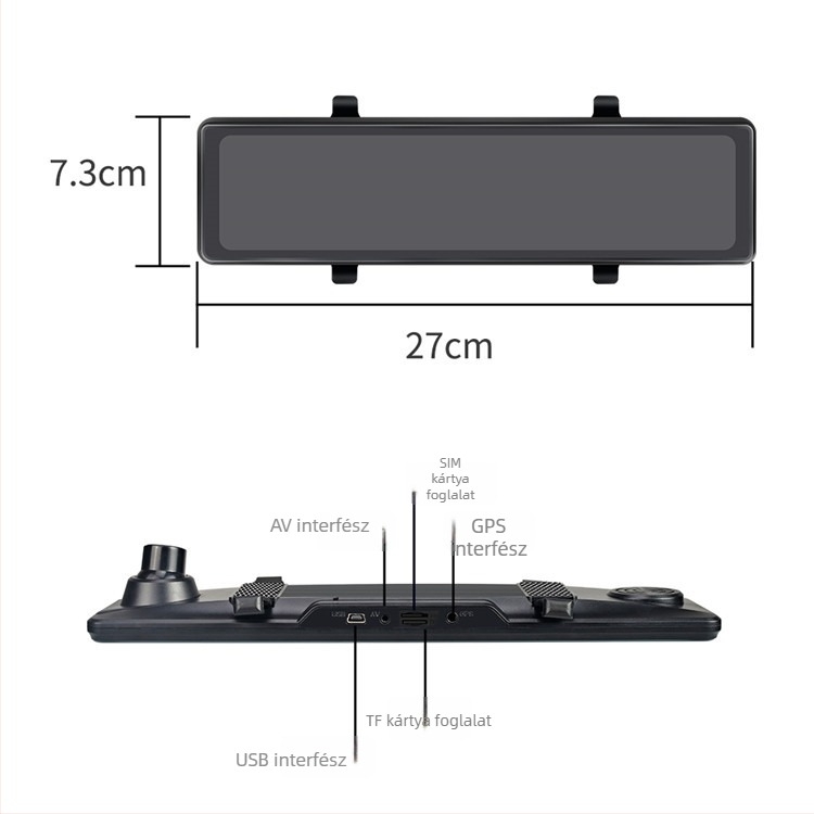 12 hüvelykes 4K dash cam hangvezérléssel, streaming médiával, éjszakai látással, 2.5D fényes kijelzővel, dupla felvétellel és hátrameneti képpel.