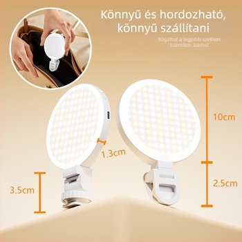 Fénylámpa töltőalapú fotózáshoz és videókonferenciához (Modell XJ-72, kézi használat, legfeljebb 10 W, 3,7 V, három színhőmérséklet)