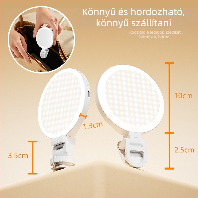 Fénylámpa töltőalapú fotózáshoz és videókonferenciához (Modell XJ-72, kézi használat, legfeljebb 10 W, 3,7 V, három színhőmérséklet)