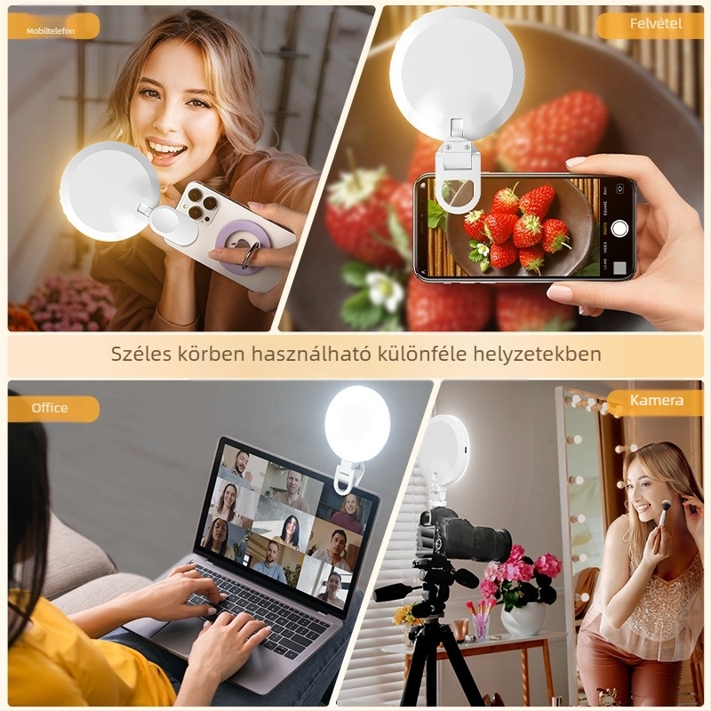 Fénylámpa töltőalapú fotózáshoz és videókonferenciához (Modell XJ-72, kézi használat, legfeljebb 10 W, 3,7 V, három színhőmérséklet)