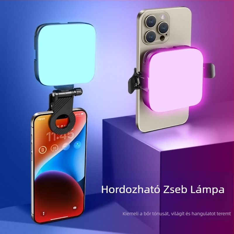 M11-rgb mini telefonfény, USB újratölthető, 4.5W, három hőmérséklet-beállítás, hordozható fotózásra és élő közvetítésre
