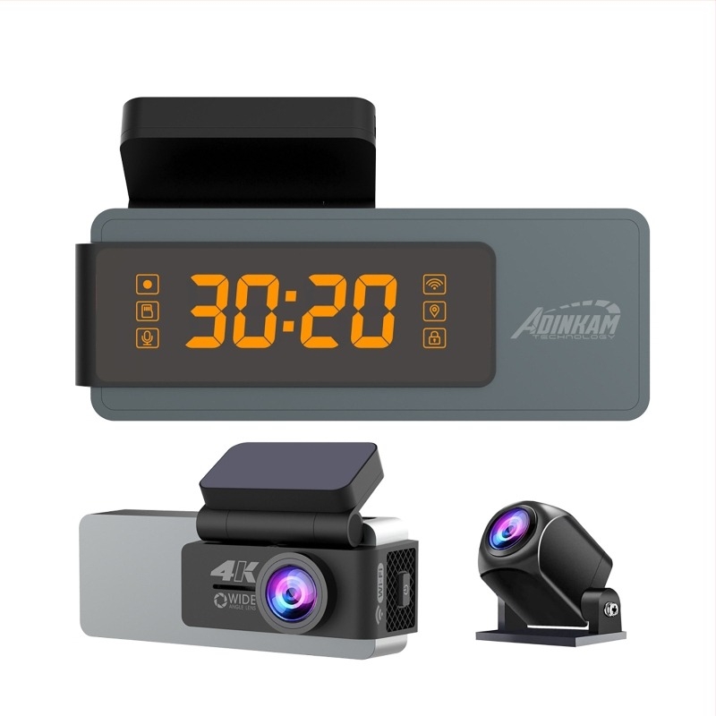 K901 4K első és hátsó kettős felvételű autós dash cam, 160° látószög, Wi‑Fi, F2.0 rekesz