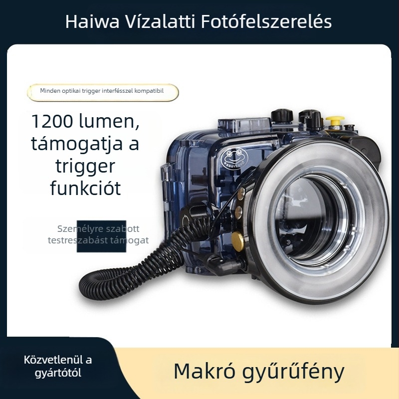 Víz alatti makro gyűrűs világítás SL-108, M67 csatlakozó, PC ház, beépített lítium akkumulátor, 200 g