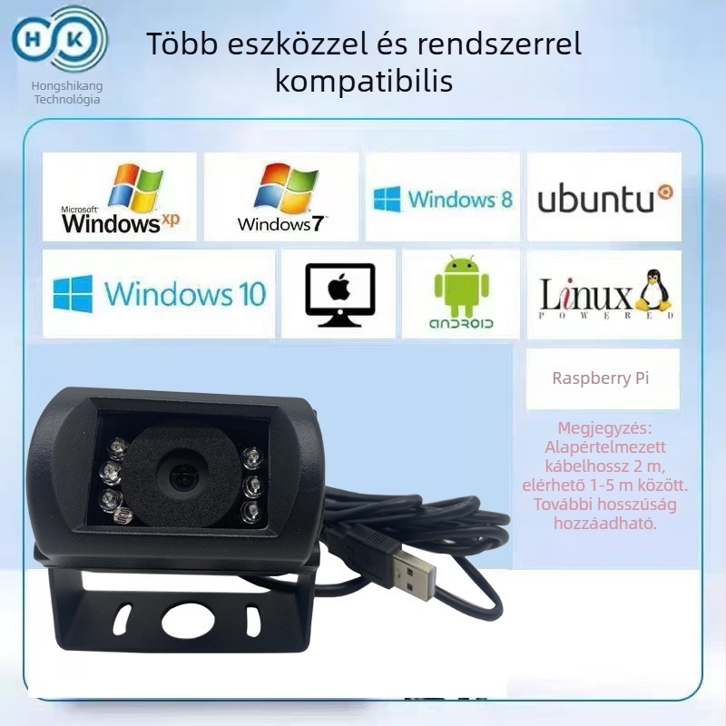 USB HD kamera víz alatti robothoz infravörös éjjellátóval, 2.0MP szenzor, maksimális felbontás 1600x1200, 60FPS, USB 2.0