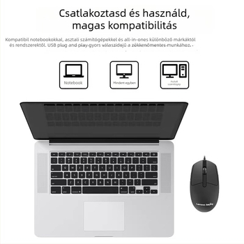 Vezetékes egér – 3 gomb, 1000 DPI, USB, négyirányú görgő, kompatibilis laptop