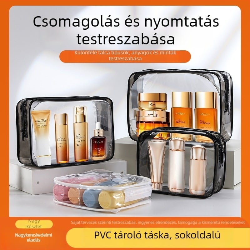 Dobang PVC kozmetikai táska — átlátszó utazási neszeszer cipzárral, vízálló; eredet: Wenzhou, Kína
