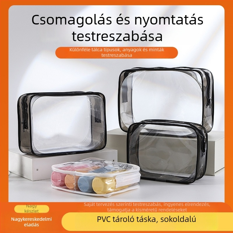 Dobang PVC kozmetikai táska — átlátszó utazási neszeszer cipzárral, vízálló; eredet: Wenzhou, Kína