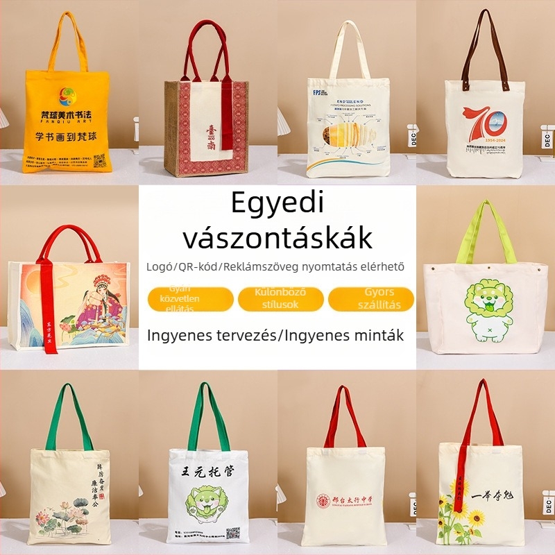 Személyre szabott vászontáska logóval – üres vászontáska emlék- és vállalati promócióhoz, színes