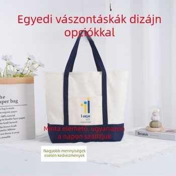 Személyre szabott patchwork vászontáska, egyszerű színblokkal, hordozható pamut tote táska hímzéssel