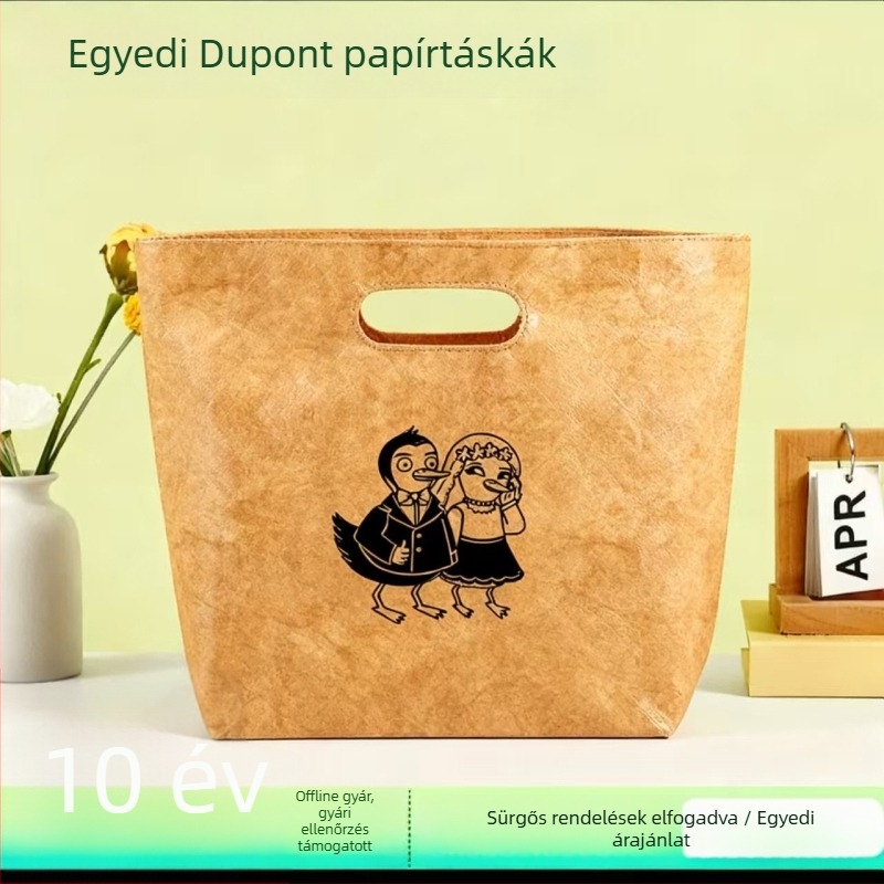 Divatos perforált Dupont papírzacskók céges és iskolai promóciókhoz, ideális esküvői ajándéknak