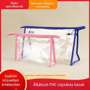 PVC átlátszó cipzáros táska kozmetikumokhoz, személyre szabott logó, kompozit folyamat, anyag aránya 1:1, Xin Ye márka