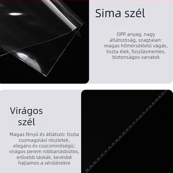 Átlátszó önzáró tasak öntapadós zárással, 18 cm széles, ruházathoz, kiegészítőkhöz és játékokhoz
