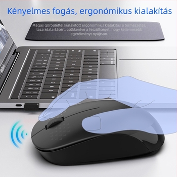 2.4G vezeték nélküli optikai egér T1 - USB, 1600 DPI, 3 gomb, ergonómikus, 10 m hatótáv
