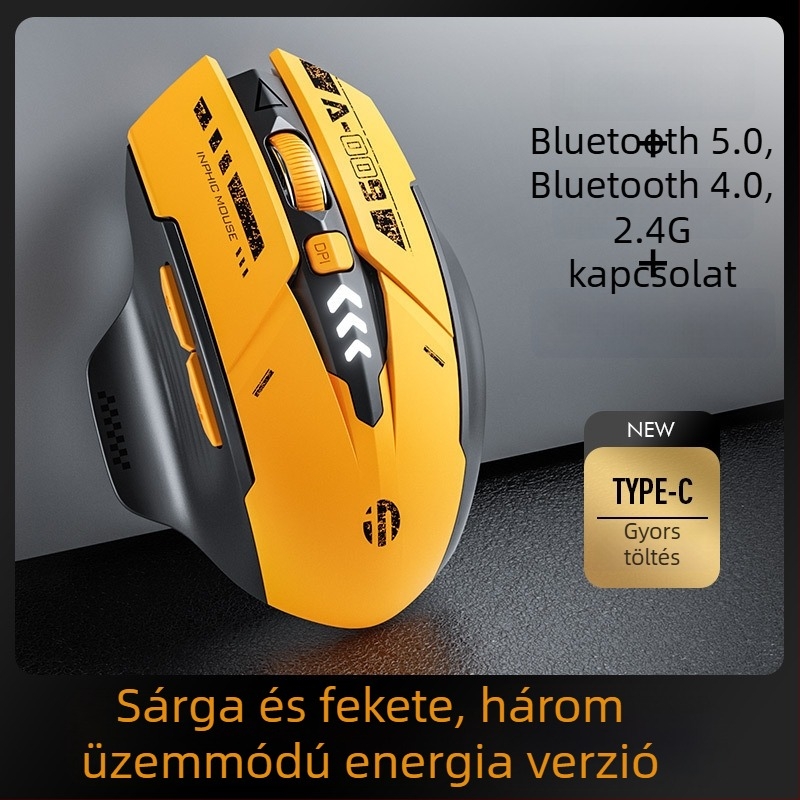 Bluetooth és 2,4 GHz-es vezeték nélküli egér, 1500 DPI, 2 gomb, 1 görgetőkerék