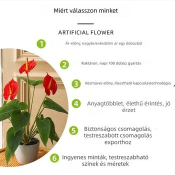 Huamao Mesterséges Anthurium Virág Bonsai, PVC, Injection-Mold Gyártás, Otthoni Dekoráció
