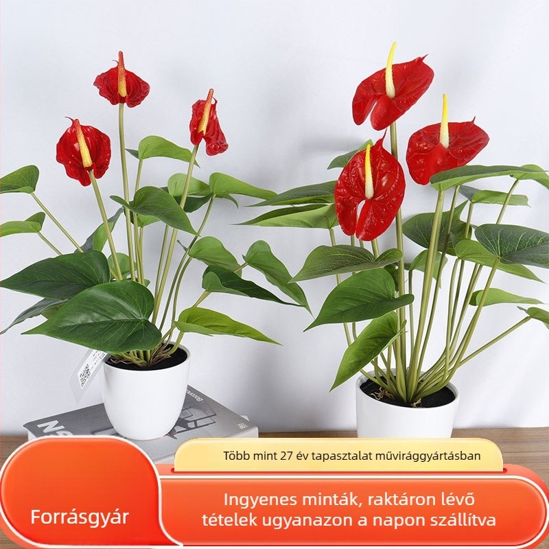 Huamao Mesterséges Anthurium Virág Bonsai, PVC, Injection-Mold Gyártás, Otthoni Dekoráció