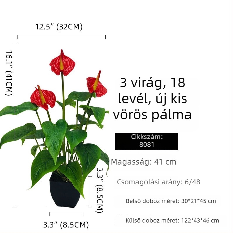 Huamao Mesterséges Anthurium Virág Bonsai, PVC, Injection-Mold Gyártás, Otthoni Dekoráció