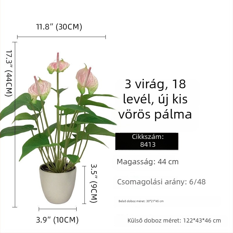 Huamao Mesterséges Anthurium Virág Bonsai, PVC, Injection-Mold Gyártás, Otthoni Dekoráció