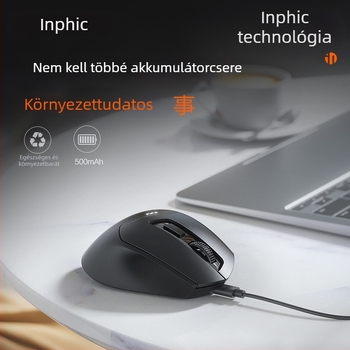 INPHIC DR01 Bluetooth hárommódos vezeték nélküli egér, 1600 DPI, 6 gomb, Bluetooth/2.4 GHz, ergonómikus