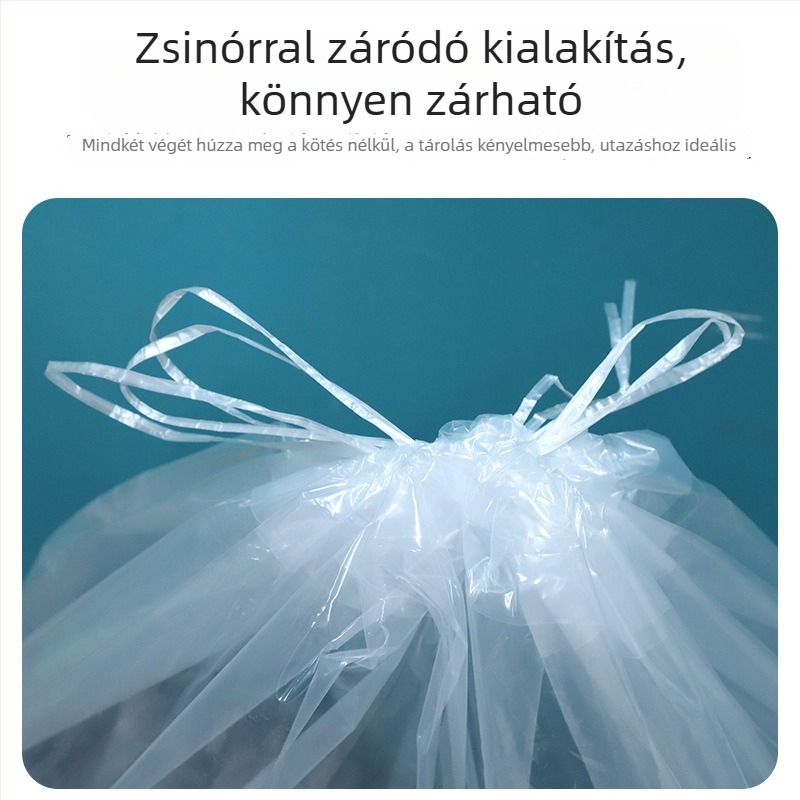 Átlátszó paplan-tároló táska, por- és nedvességálló, extraméretű, vastított műanyag, húzózsinórral