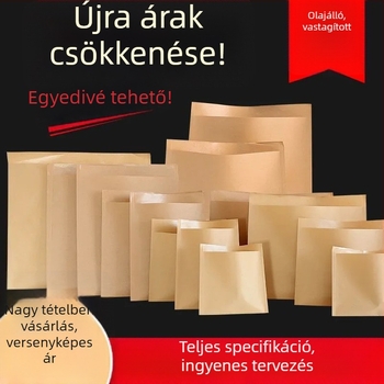 Take-away Kraft papírzacskó, zsírtűrő, élelmiszer-minőségű, laminált, sík aljú