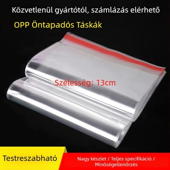 OPP polipropilén önadhézív tasak logónyomtatással, 100% új anyag, forró vágás, sík kés és virágkés, csomagoláshoz ékszerek, ruházat, játékok és mindennapi kellékek