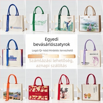 Laminált vászon Tote táska egyedi logóval; alkalmas kiállításokra és iskolai ajándékokra; több hordozási stílus; nyomtatási eljárások: hőátvitel, hímzés, szitanyomás