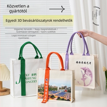 Laminált vászon Tote táska egyedi logóval; alkalmas kiállításokra és iskolai ajándékokra; több hordozási stílus; nyomtatási eljárások: hőátvitel, hímzés, szitanyomás