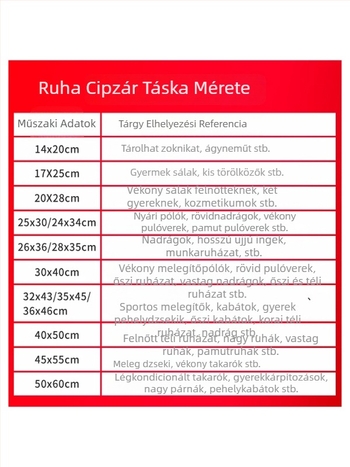 Ruhákhoz tartozó cipzáros táska, áttetsző, mattosított tároló zacskó, önzáró, vastított, nyomtatással testreszabható